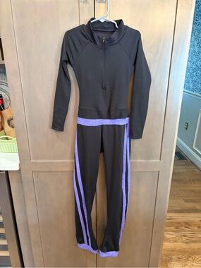 Girls Black and Purple long sleeve raglan FlowSuit
